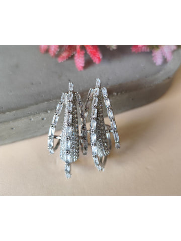 Brinco Argola Tripla Zircônia e Strass Brilho Luxo Festa